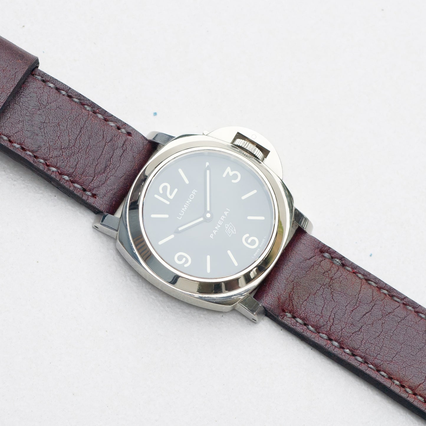 Panerai Luminor Zero on Bramble leather strap with grey stitching