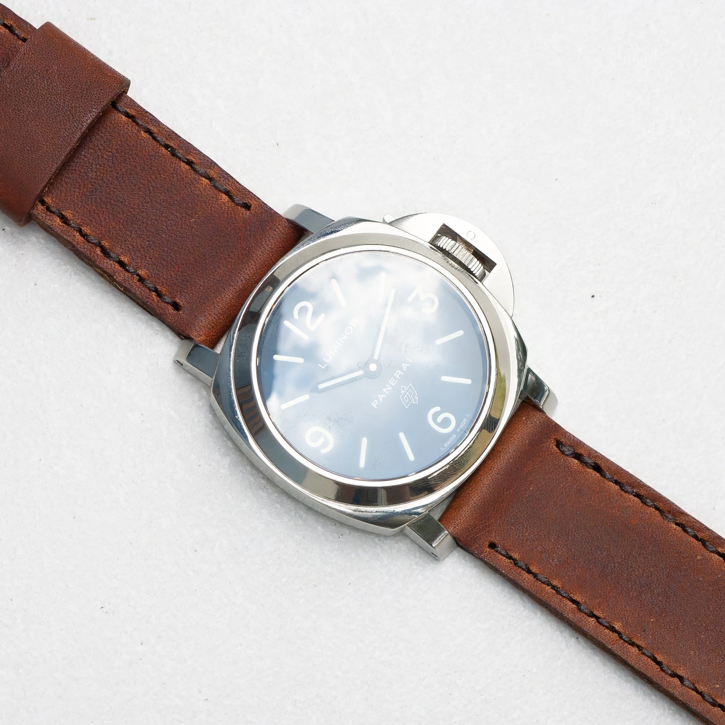 Panerai Luminor Zero on Dakota leather strap with dark brown stitching