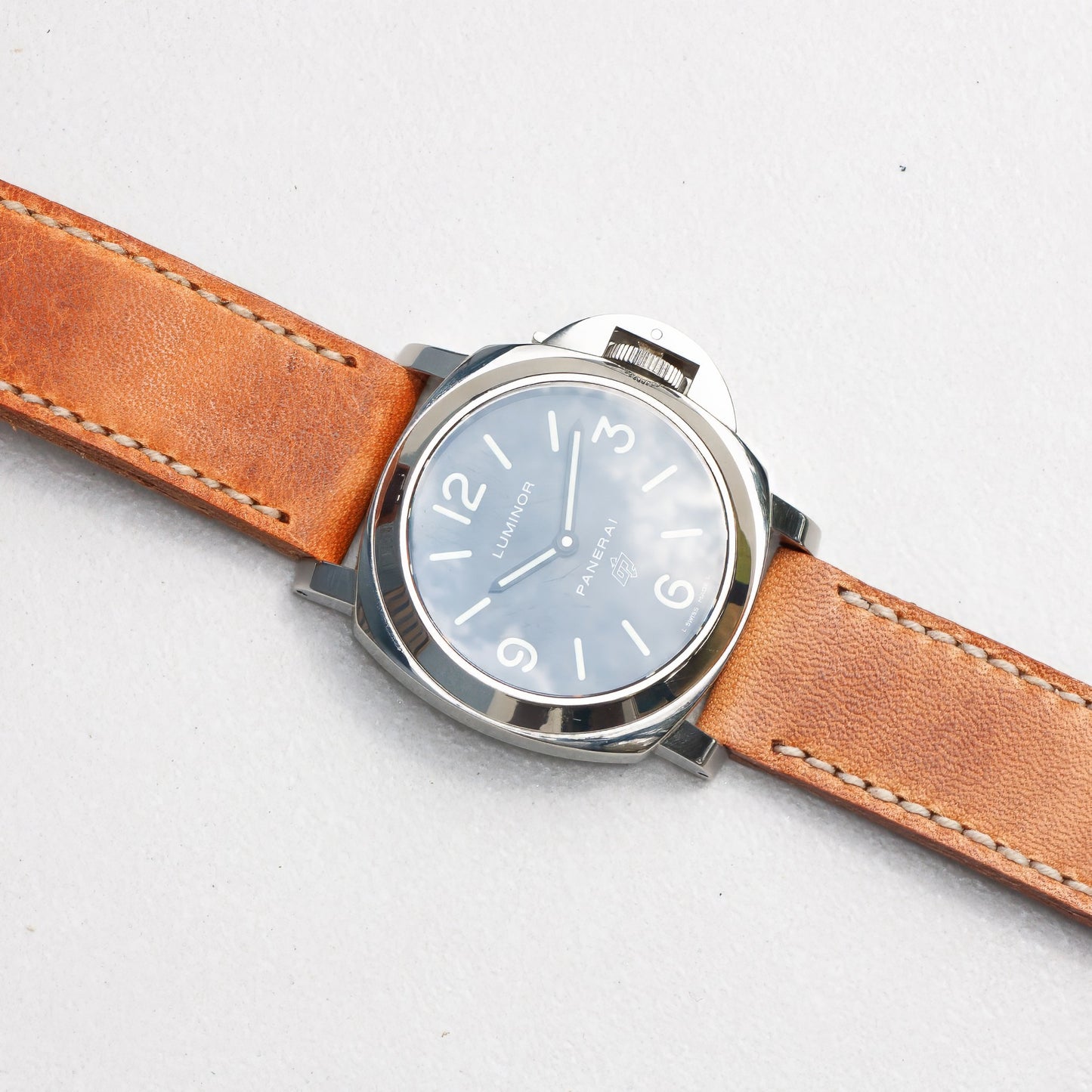 Panerai Luminor Zero on Horween Derby leather strap with natural stitching