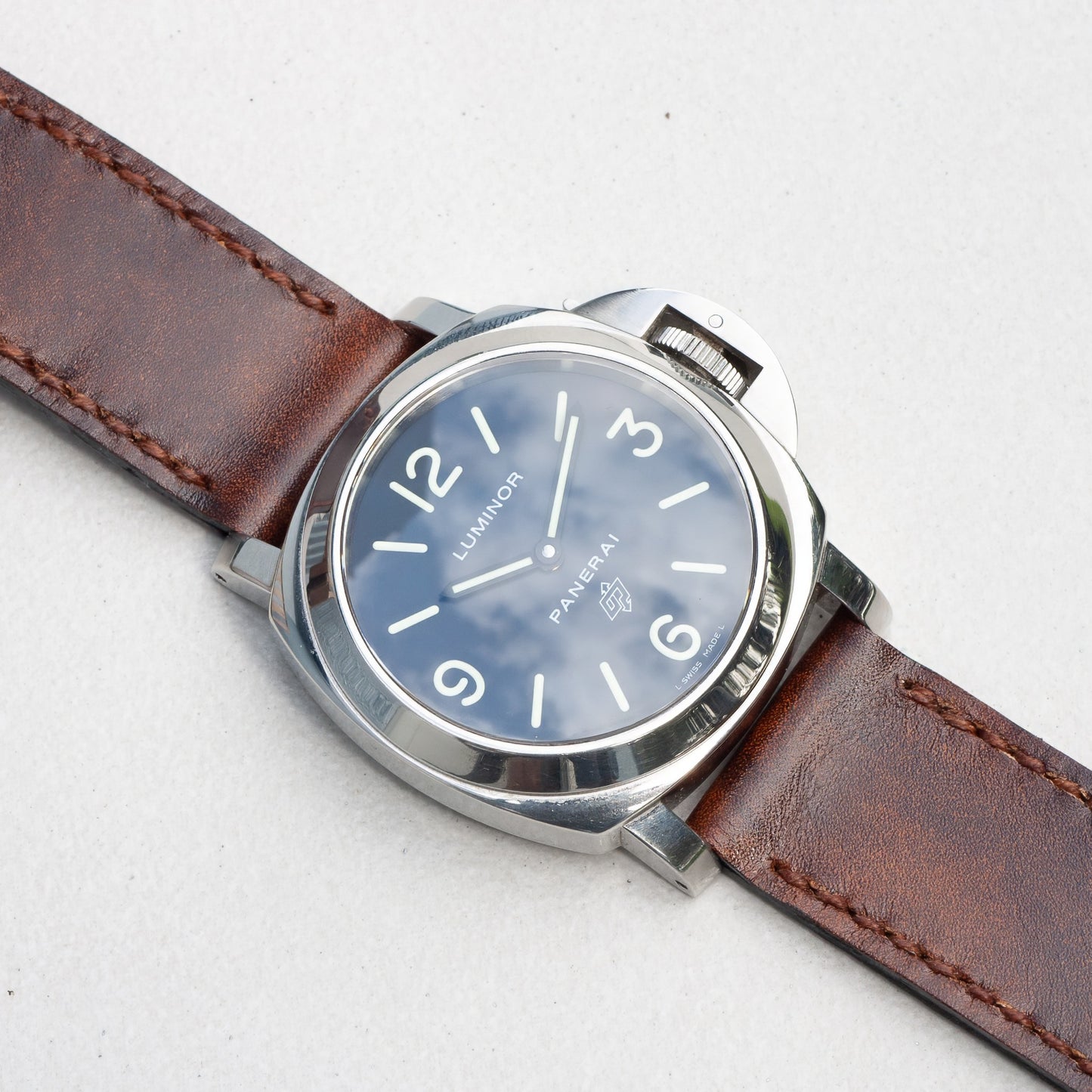 Panerai Luminor Zero on Mahogany leather strap with light brown stitching