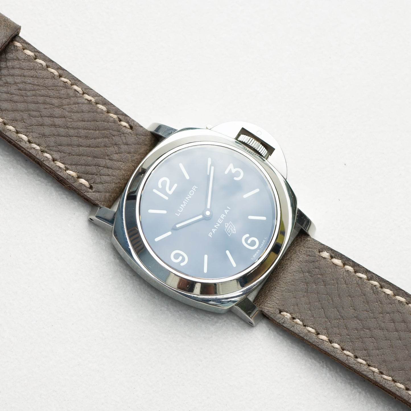 Panerai Luminor Zero on Moss Green leather strap with natural stitching