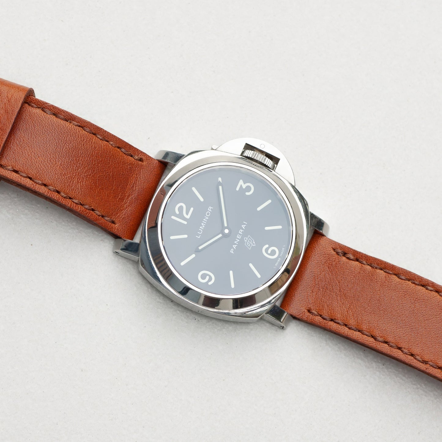 Panerai Luminor Zero on Russet leather strap with light brown stitching