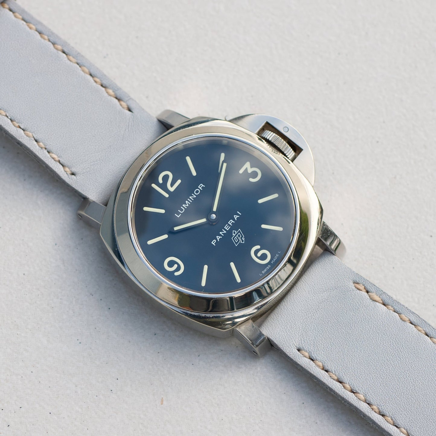 Panerai Luminor Zero on Titan leather strap with natural stitching