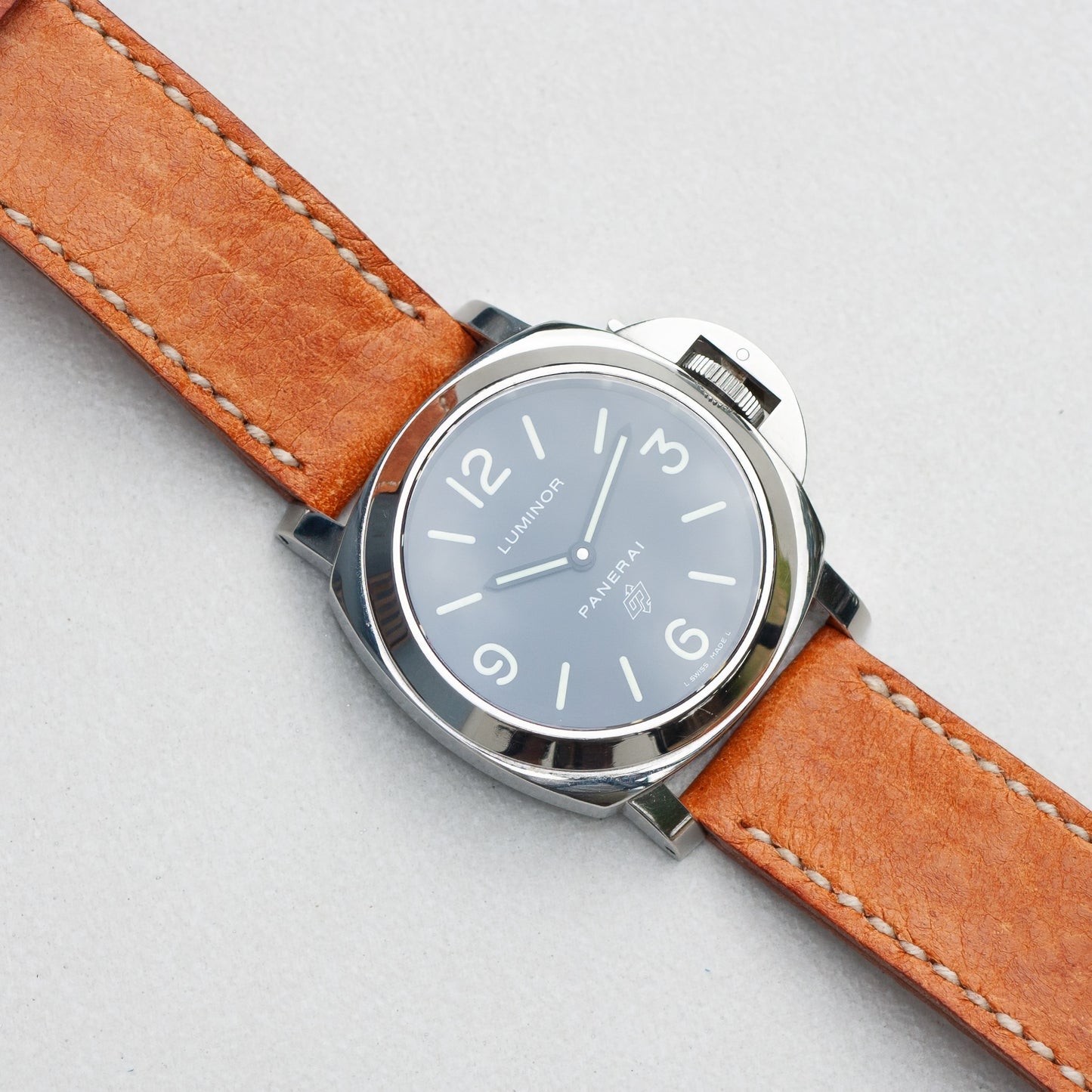 Panerai Luminor Zero on Vintage Stag leather strap with natural stitching