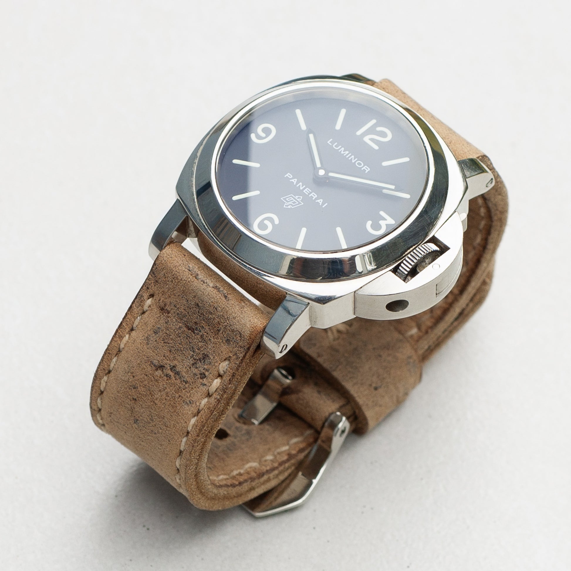 Panerai Luminor Zero on African Kudu leather strap with natural stitching
