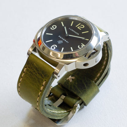 Panerai Luminor Zero on Antique Green leather strap with natural stitching