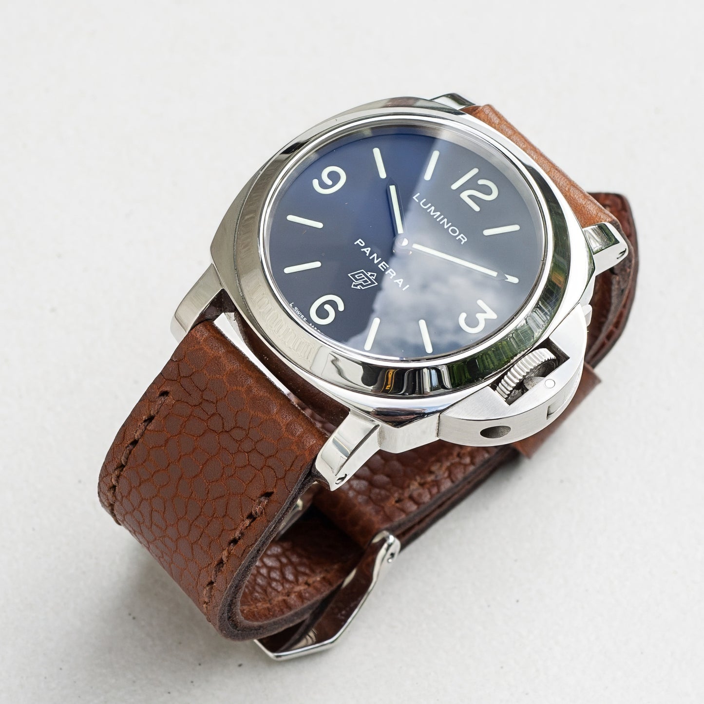 Panerai Luminor Zero on Bacchus leather strap with light brown stitching