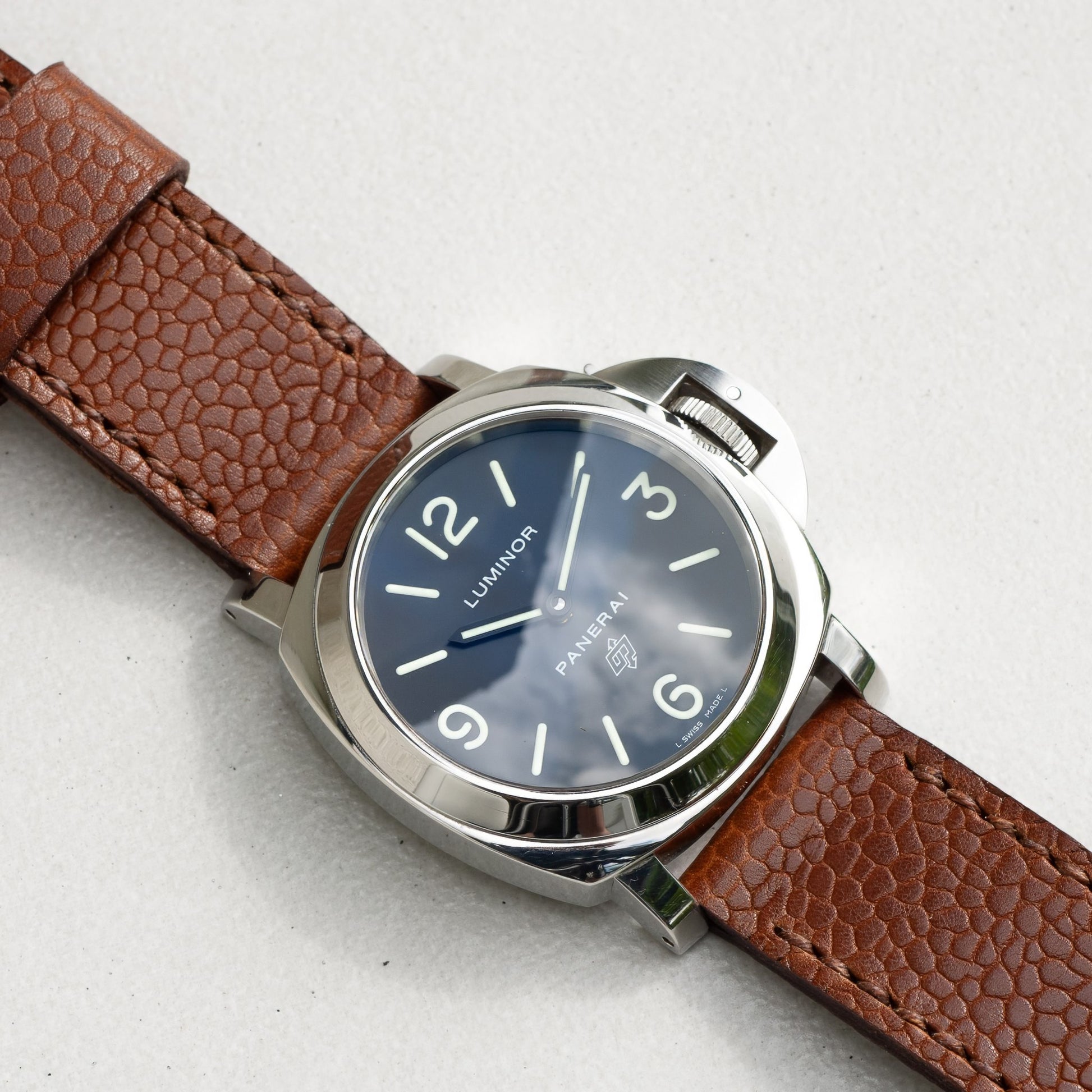 Panerai Luminor Zero on Bacchus leather strap with light brown stitching