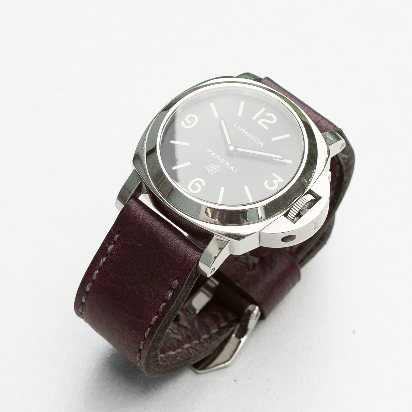 Panerai Luminor Zero on Bramble leather strap with grey stitching