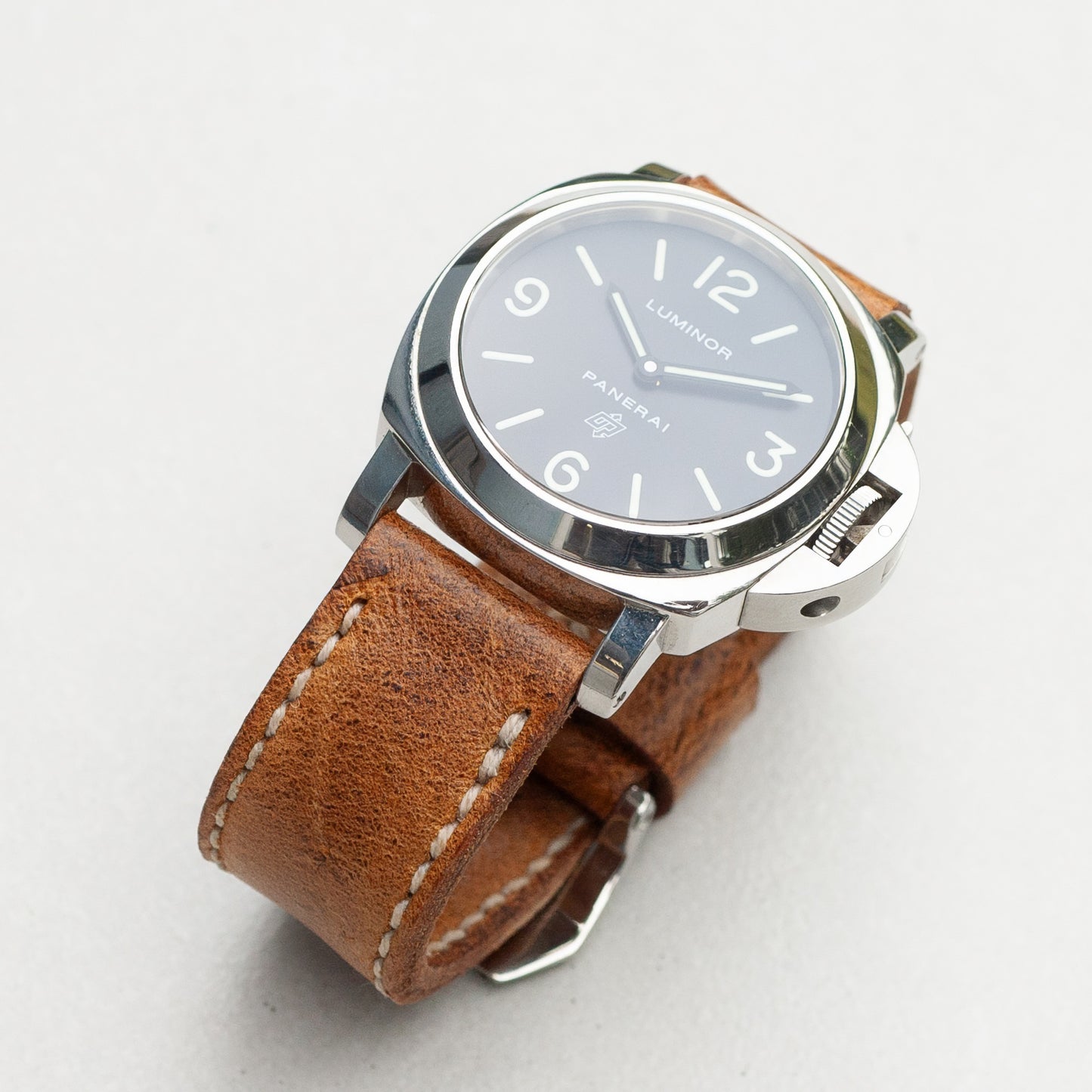 Panerai Luminor Zero on Bruiser leather strap with natural stitching