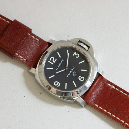 Panerai Luminor Zero on Burnt Sienna leather strap with natural stitching