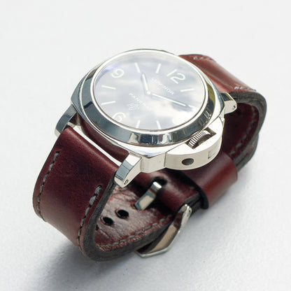 Panerai Luminor Zero on Burgundy leather strap with grey stitching