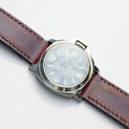 Panerai Luminor Zero on Burgundy leather strap with grey stitching