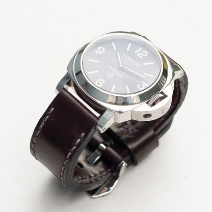 Panerai Luminor Zero on Burgundy Shell Cordovan leather strap with grey stitching