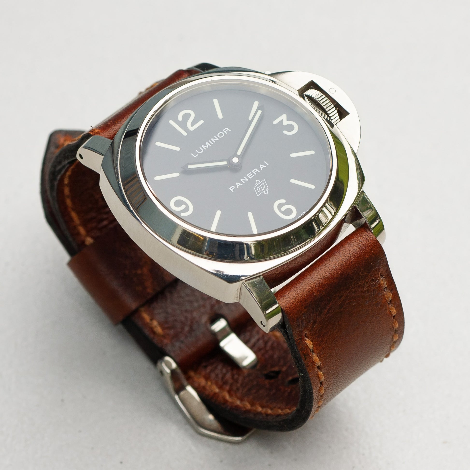 Panerai Luminor Zero on Cerberus leather strap with butterscotch stitching