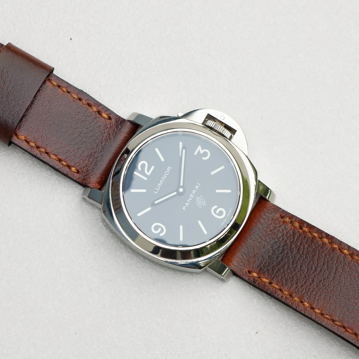 Panerai Luminor Zero on Cerberus leather strap with butterscotch stitching