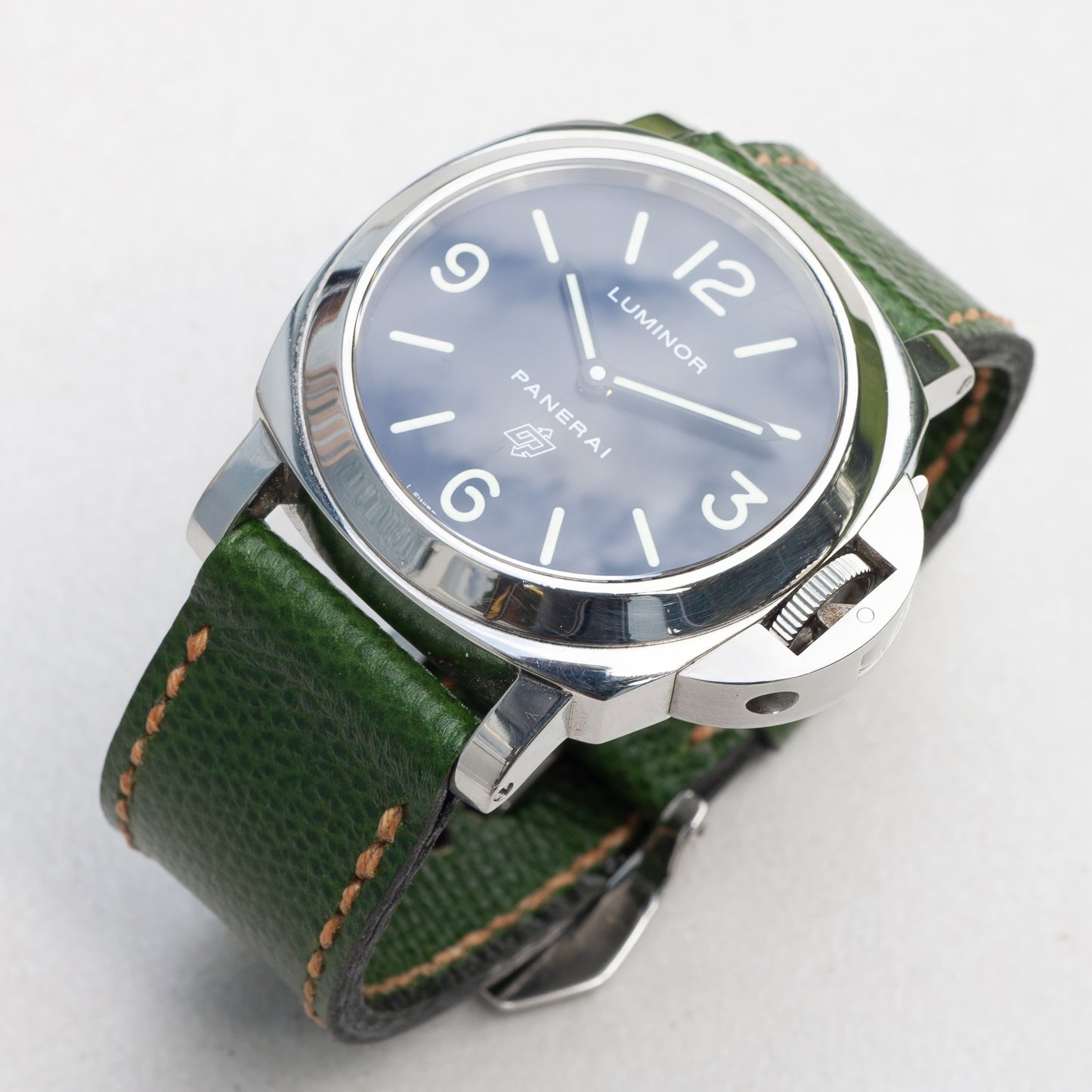 Panerai Luminor Zero on Chartreuse leather strap with butterscotch stitching