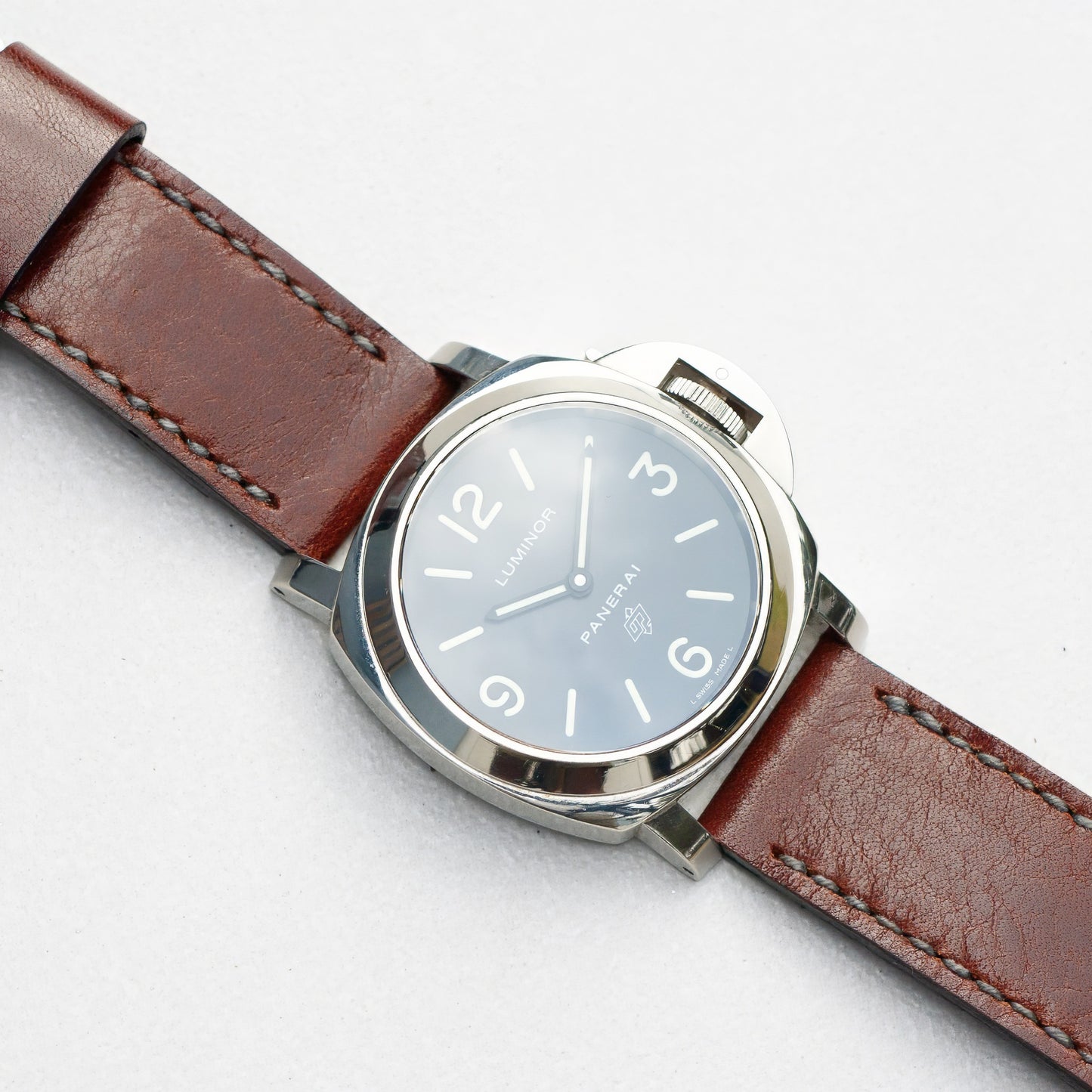 Panerai Luminor Zero on Chestnut leather strap with grey stitching