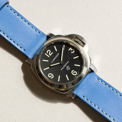 Panerai Luminor Zero on Cobalt Blue leather strap with pale blue stitching