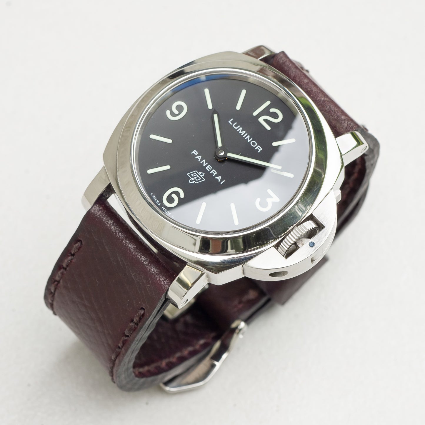 Panerai Luminor Zero on Cognac leather strap with dark brown stitching