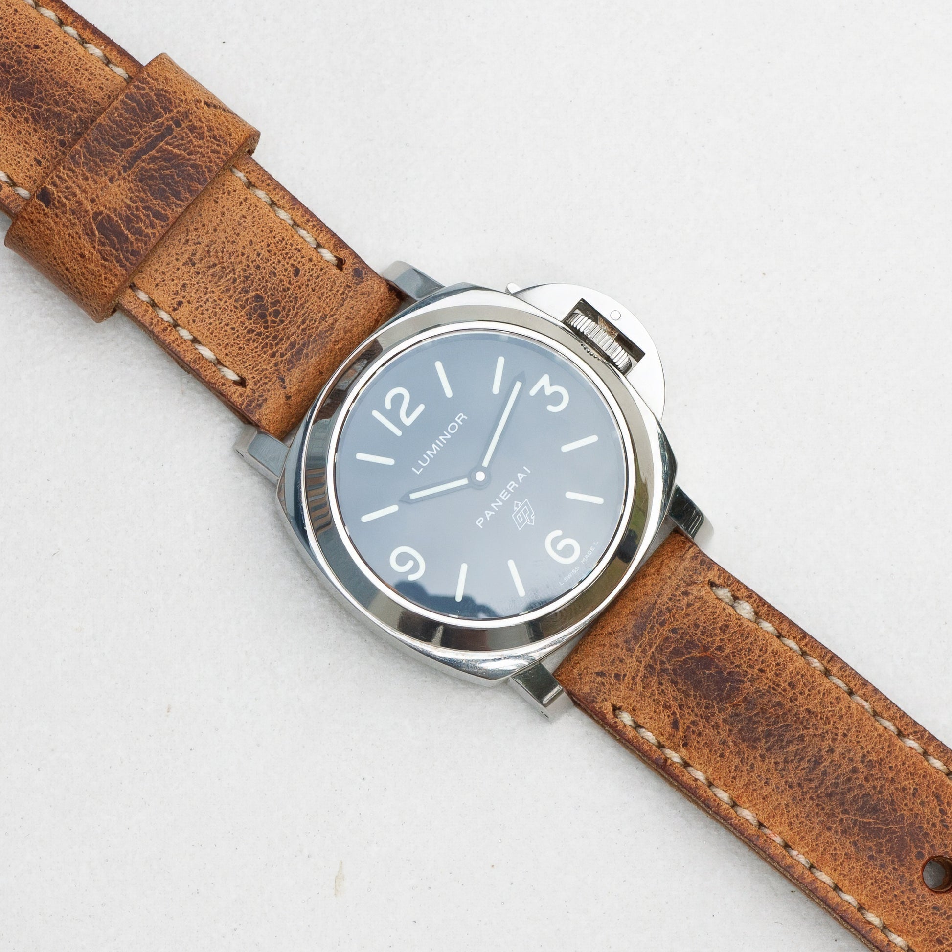 Panerai Luminor Zero on Dark Kudu leather strap with natural stitching