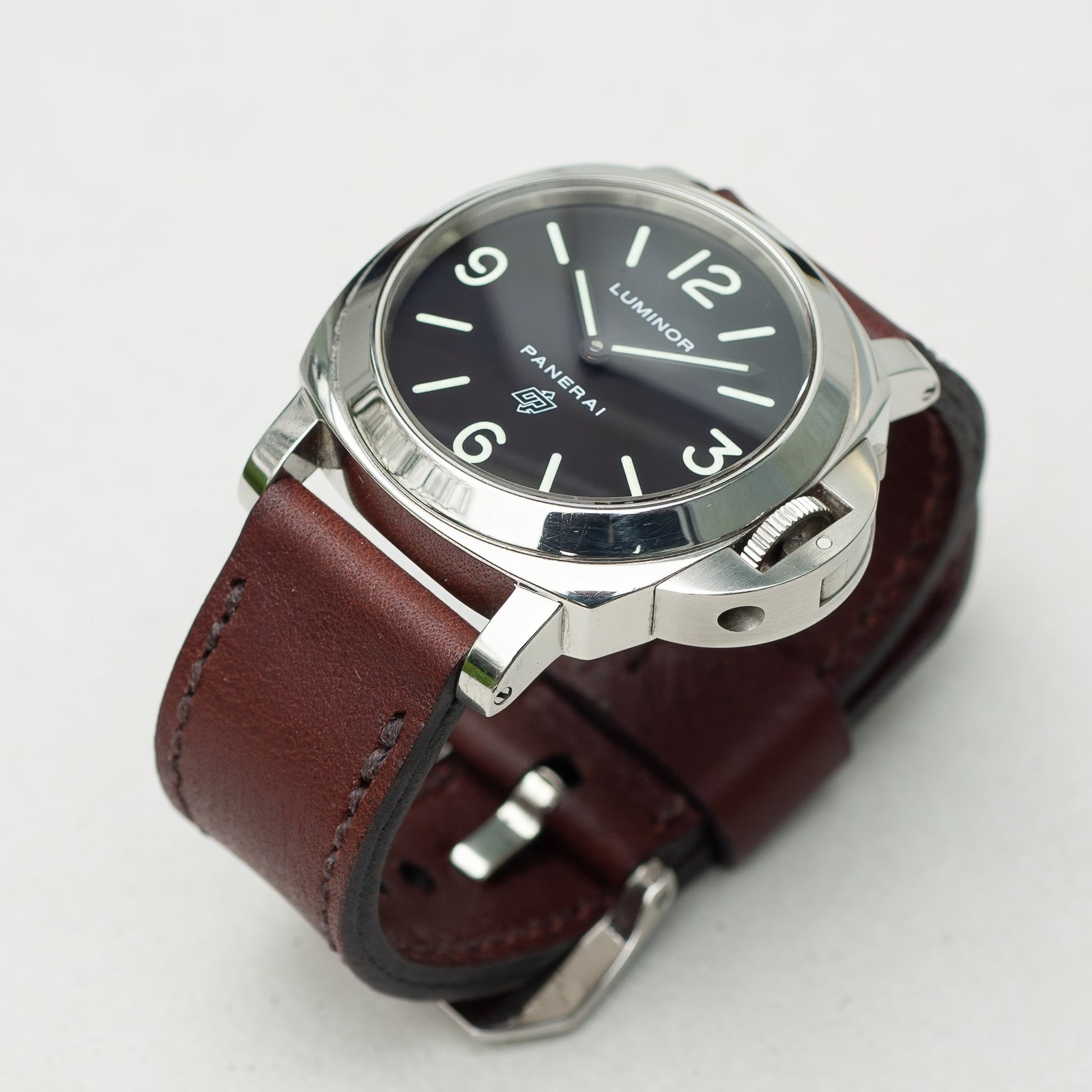 Panerai Luminor Zero on Dark Chocolate leather strap with dark brown stitching