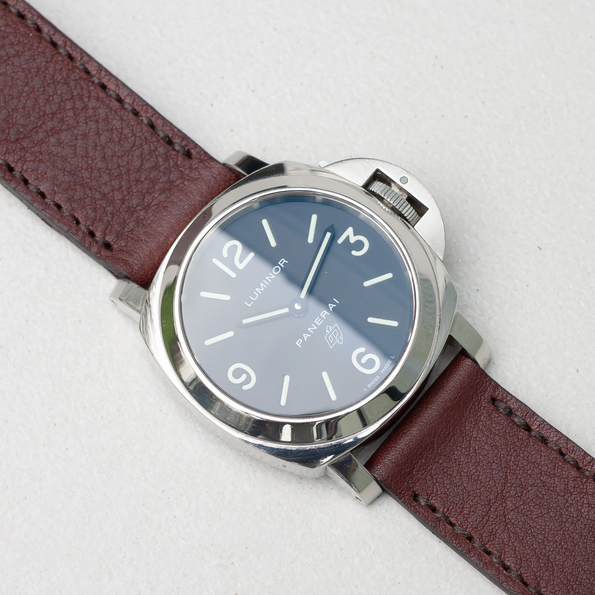 Panerai Luminor Zero on Dark Chocolate leather strap with dark brown stitching