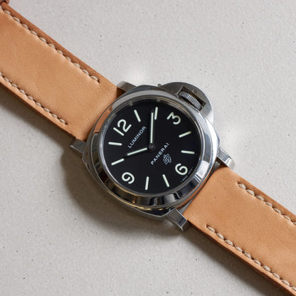 Panerai Luminor Zero on Horween Essex leather strap with natural stitching