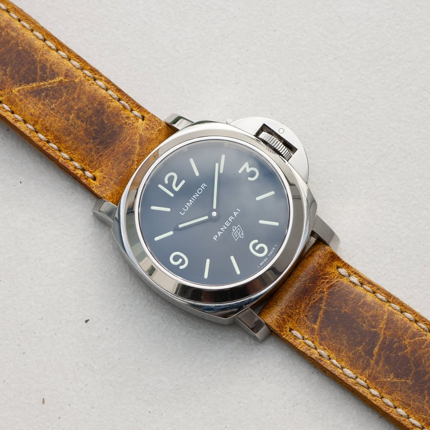 Panerai Luminor Zero on Ginger leather strap with natural stitching