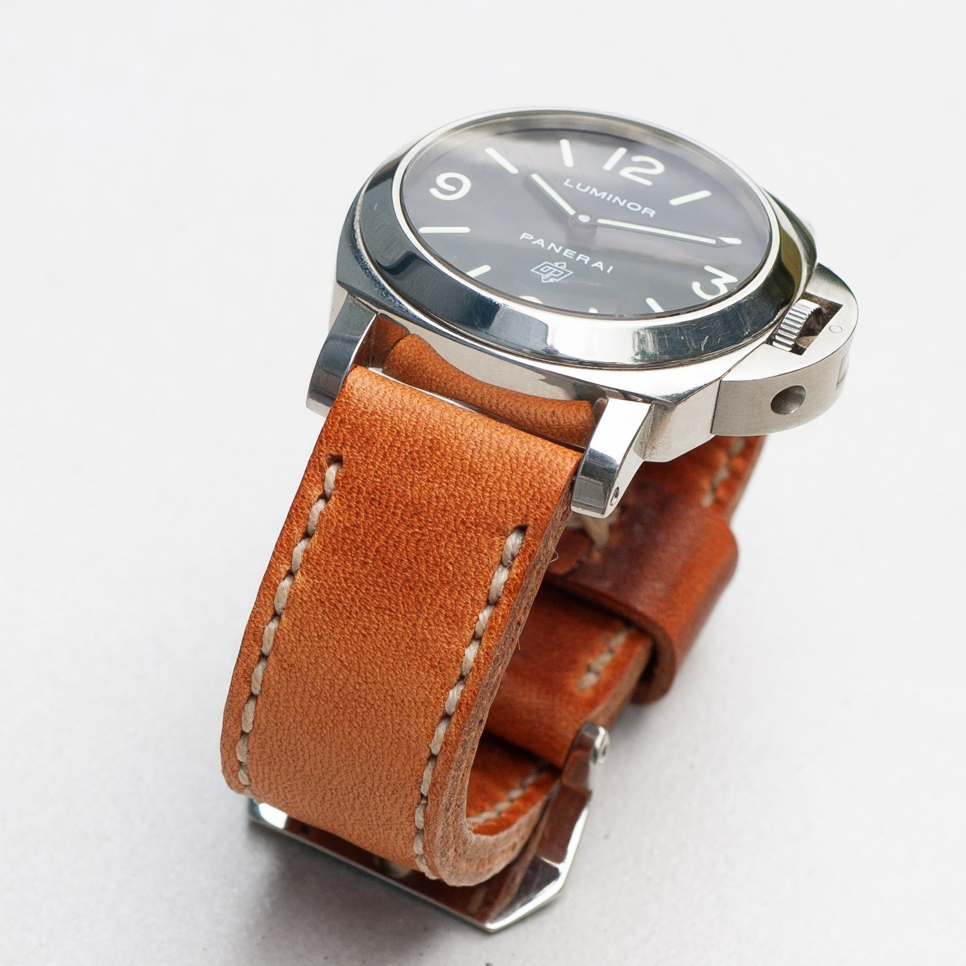 Panerai Luminor Zero on Horween Derby leather strap with natural stitching