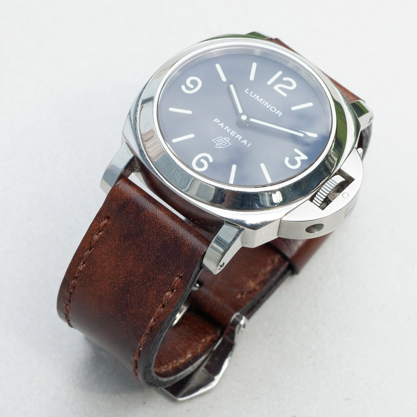 Panerai Luminor Zero on Mahogany leather strap with light brown stitching