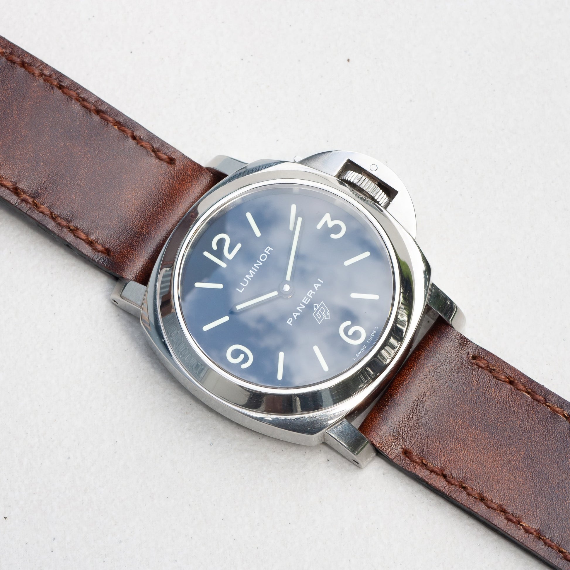 Panerai Luminor Zero on Mahogany leather strap with light brown stitching