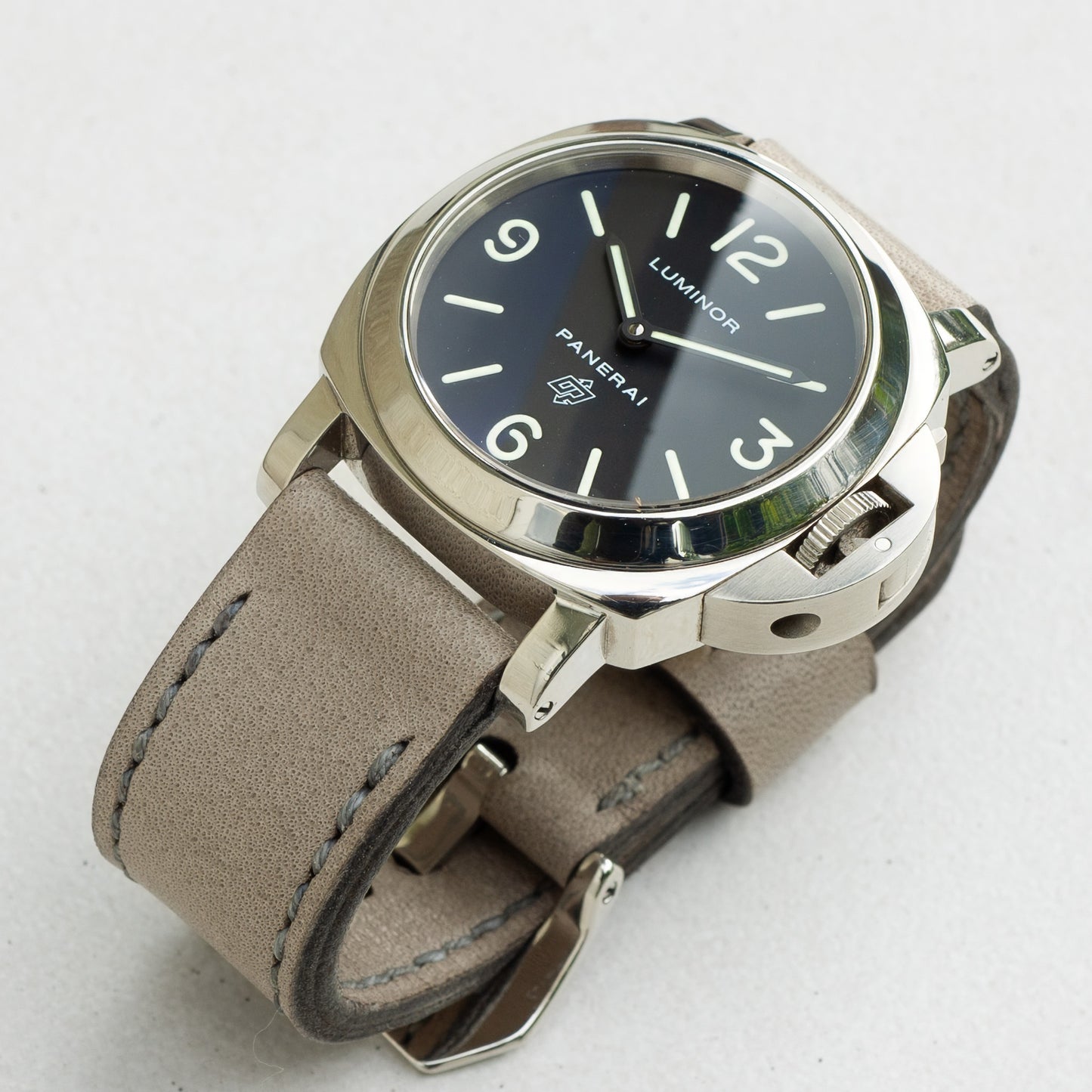 Panerai Luminor Zero on Military Grey leather strap with grey stitching
