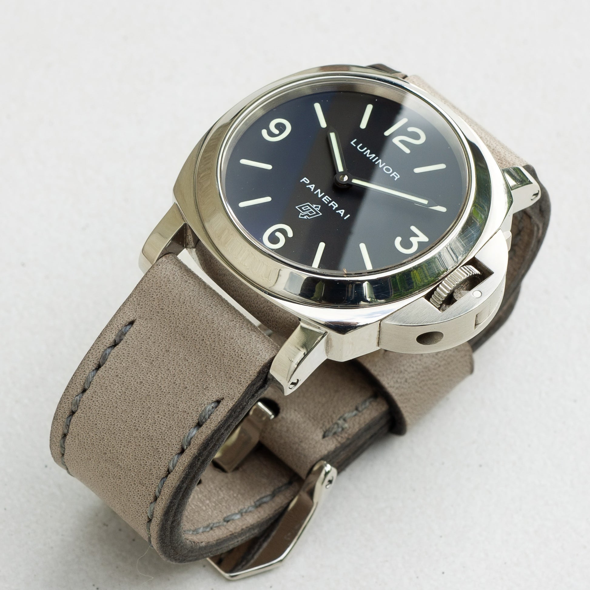 Panerai Luminor Zero on Military Grey leather strap with grey stitching