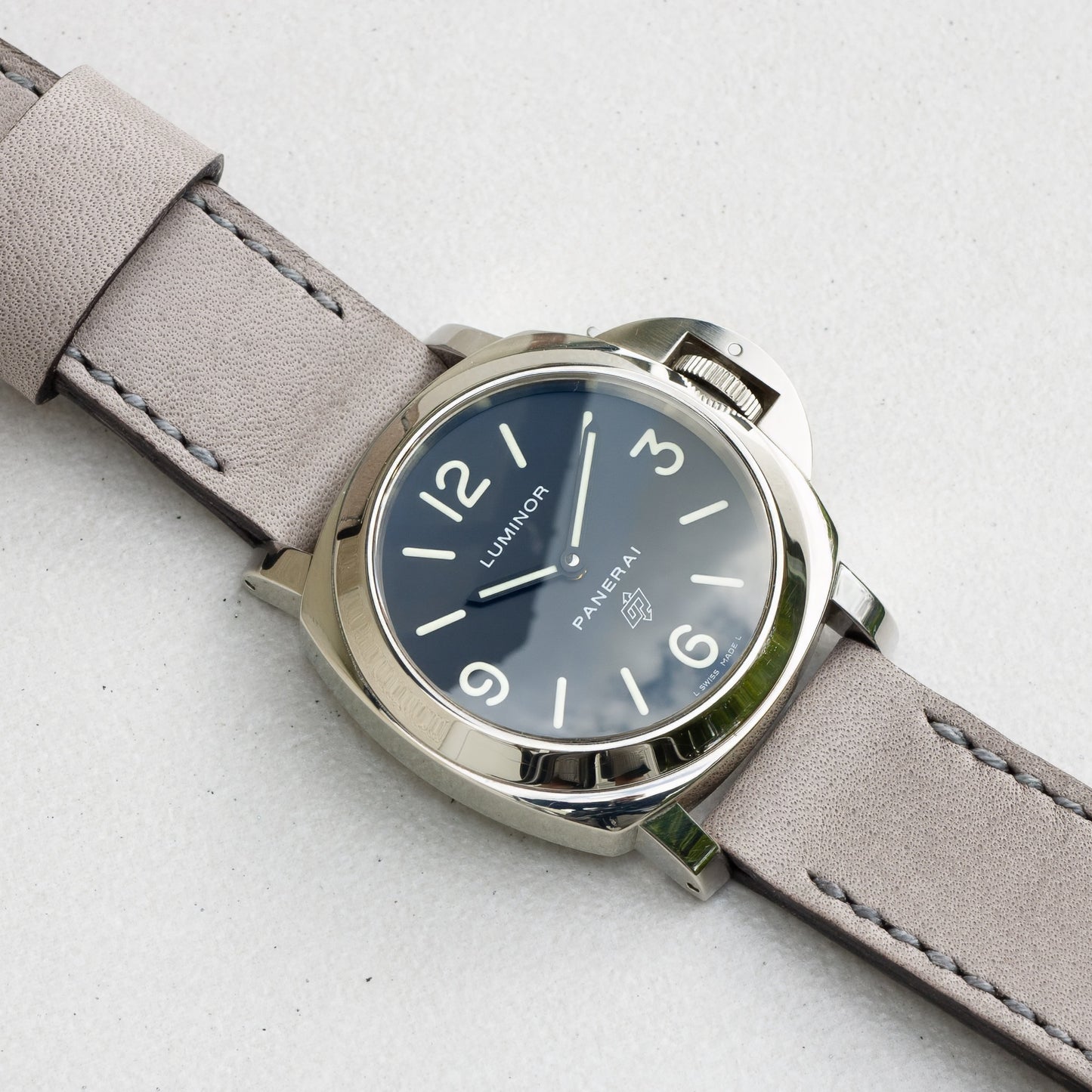 Panerai Luminor Zero on Military Grey leather strap with grey stitching