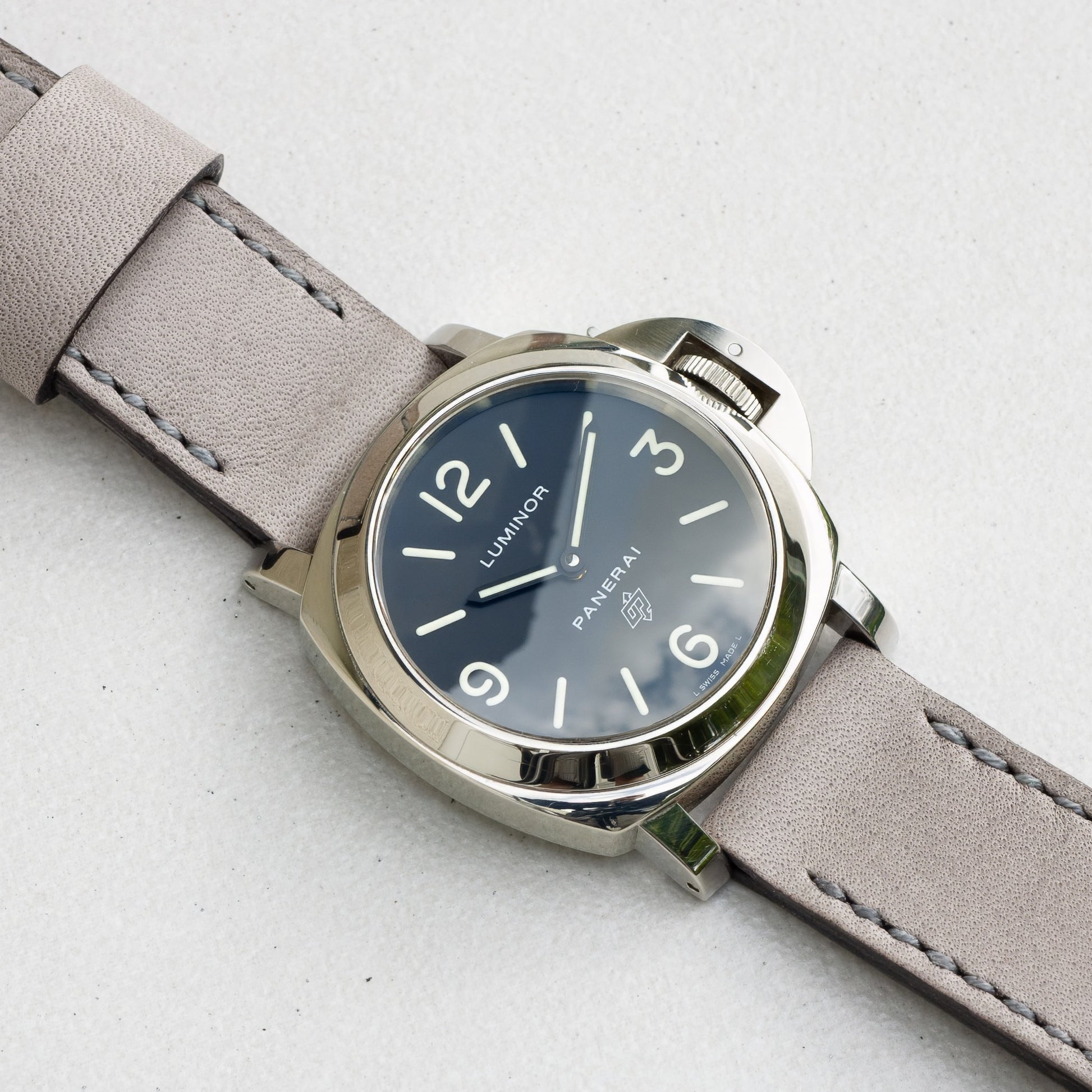 Panerai Luminor Zero on Military Grey leather strap with grey stitching