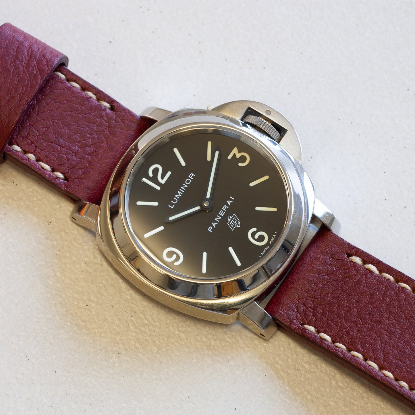 Panerai Luminor Zero on Mosto leather strap with natural stitching