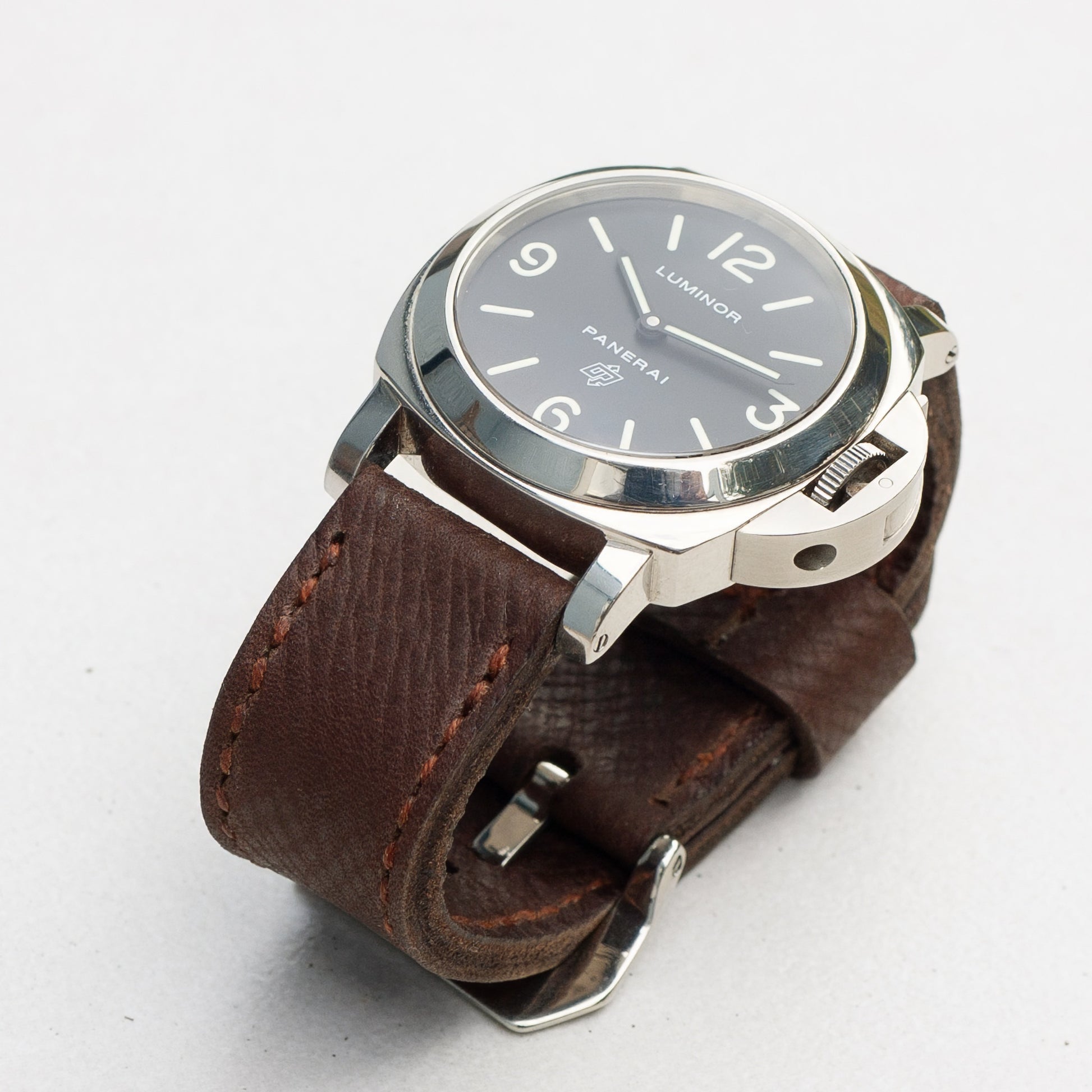 Panerai Luminor Zero on Mushroom leather strap with light brown stitching