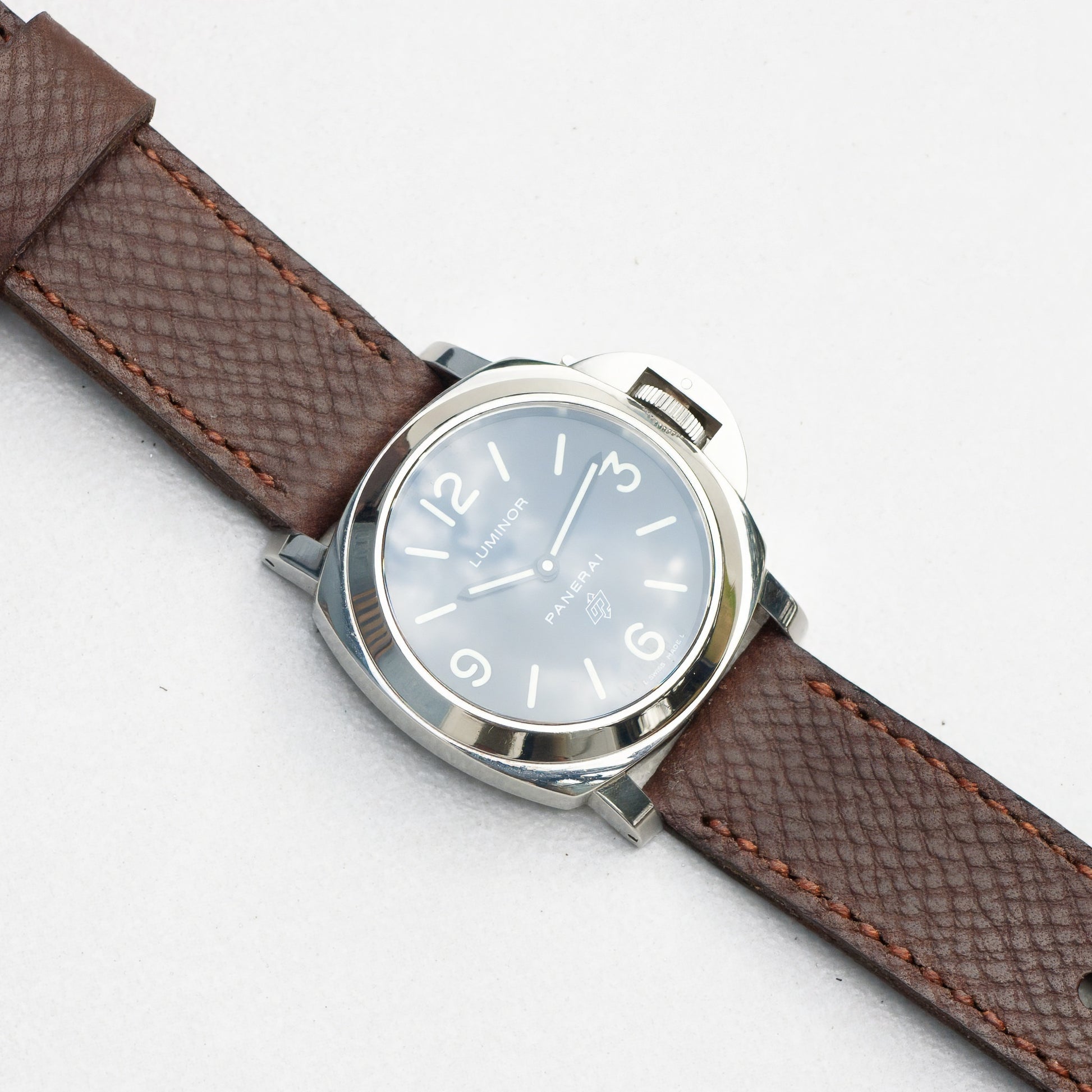 Panerai Luminor Zero on Mushroom leather strap with light brown stitching