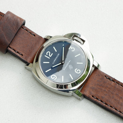 Panerai Luminor Zero on Horween Nut Brown leather strap with dark brown stitching