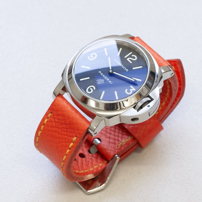 Panerai Luminor Zero on Orange Crush leather strap with bright yellow stitching
