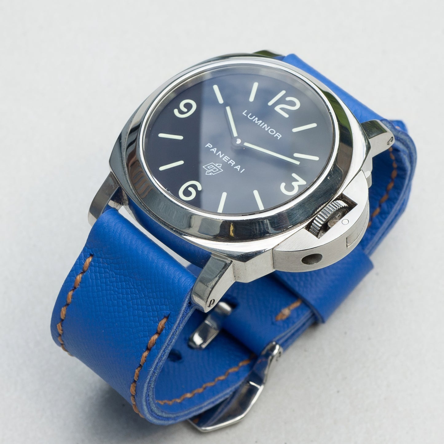 Panerai Luminor Zero on Parisian Blue leather strap with butterscotch stitching