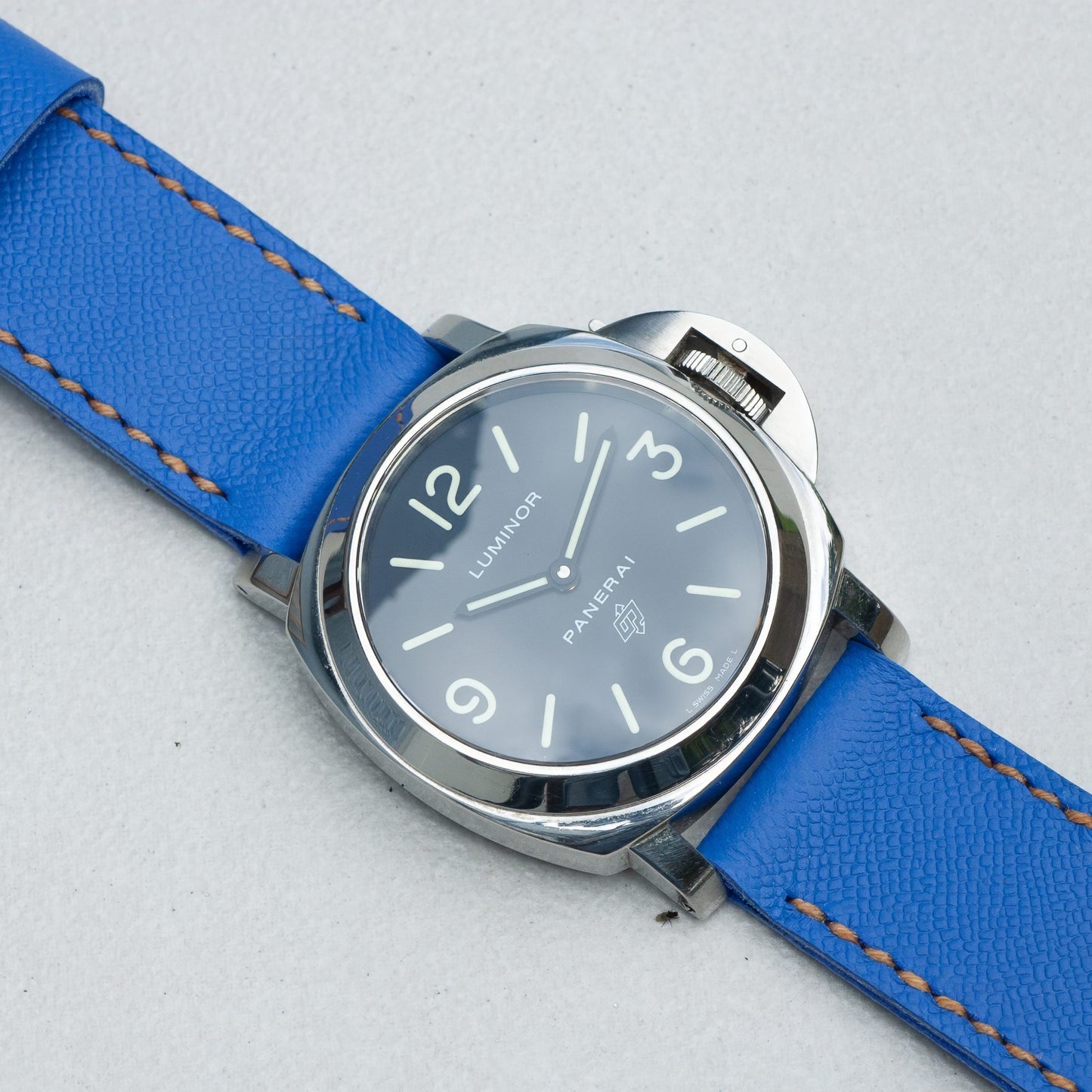 Panerai Luminor Zero on Parisian Blue leather strap with butterscotch stitching
