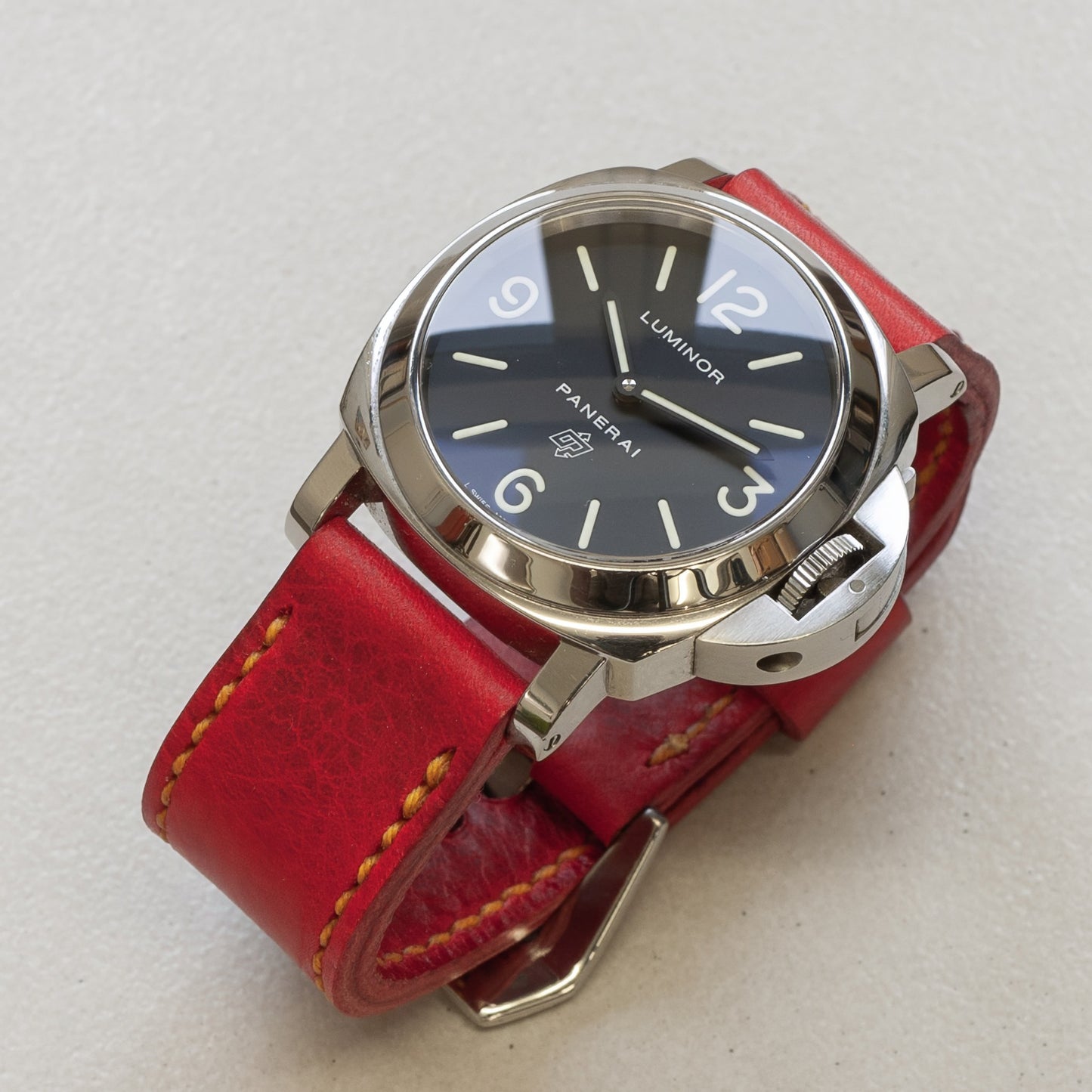 Panerai Luminor Zero on Phoenix leather strap with bright yellow stitching