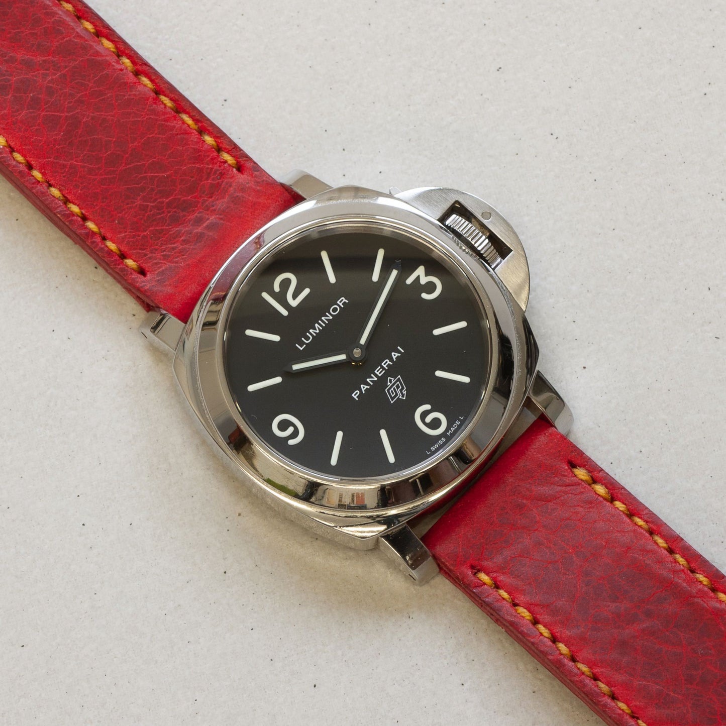 Panerai Luminor Zero on Phoenix leather strap with bright yellow stitching
