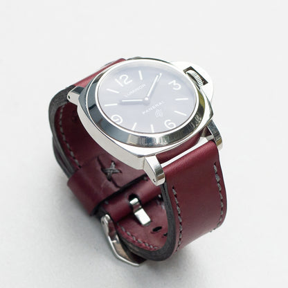 Panerai Luminor Zero on Plum leather strap with grey stitching