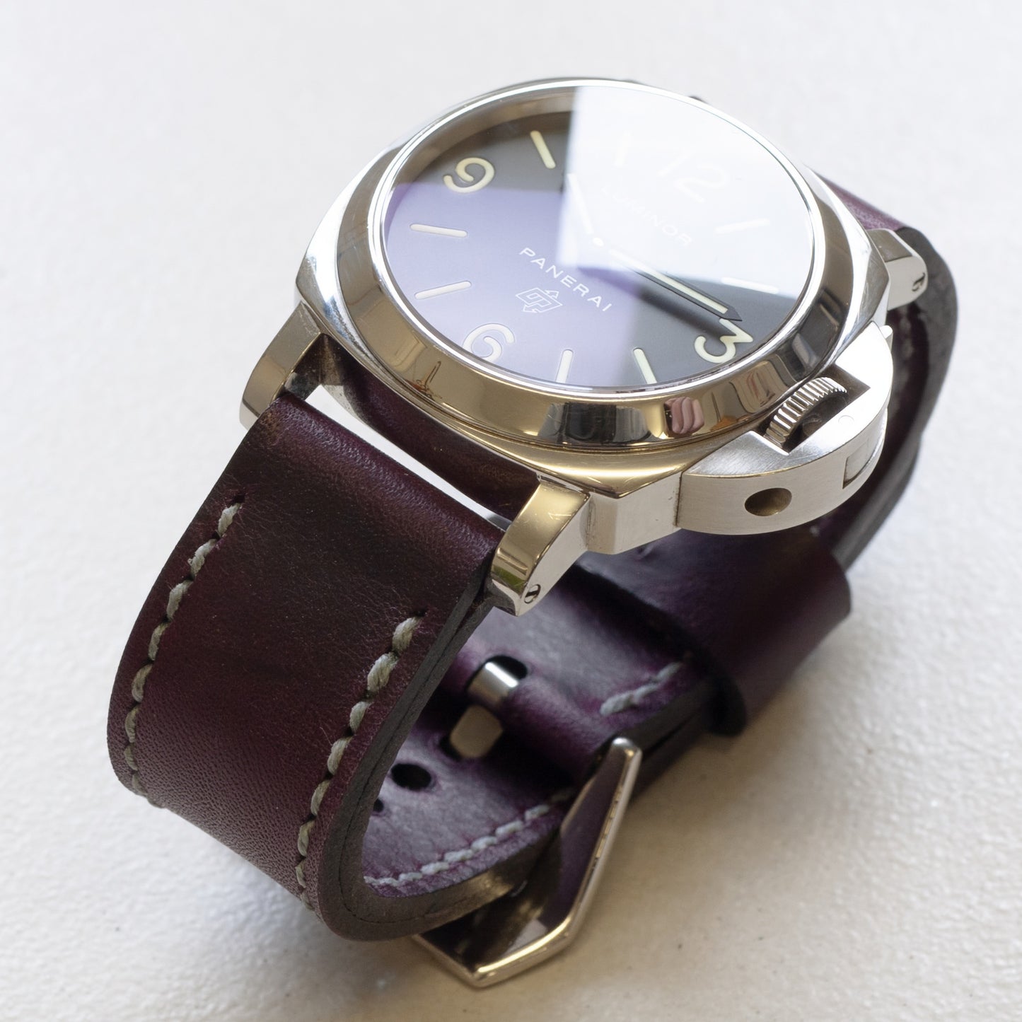Panerai Luminor Zero on Prugna leather strap with grey stitching
