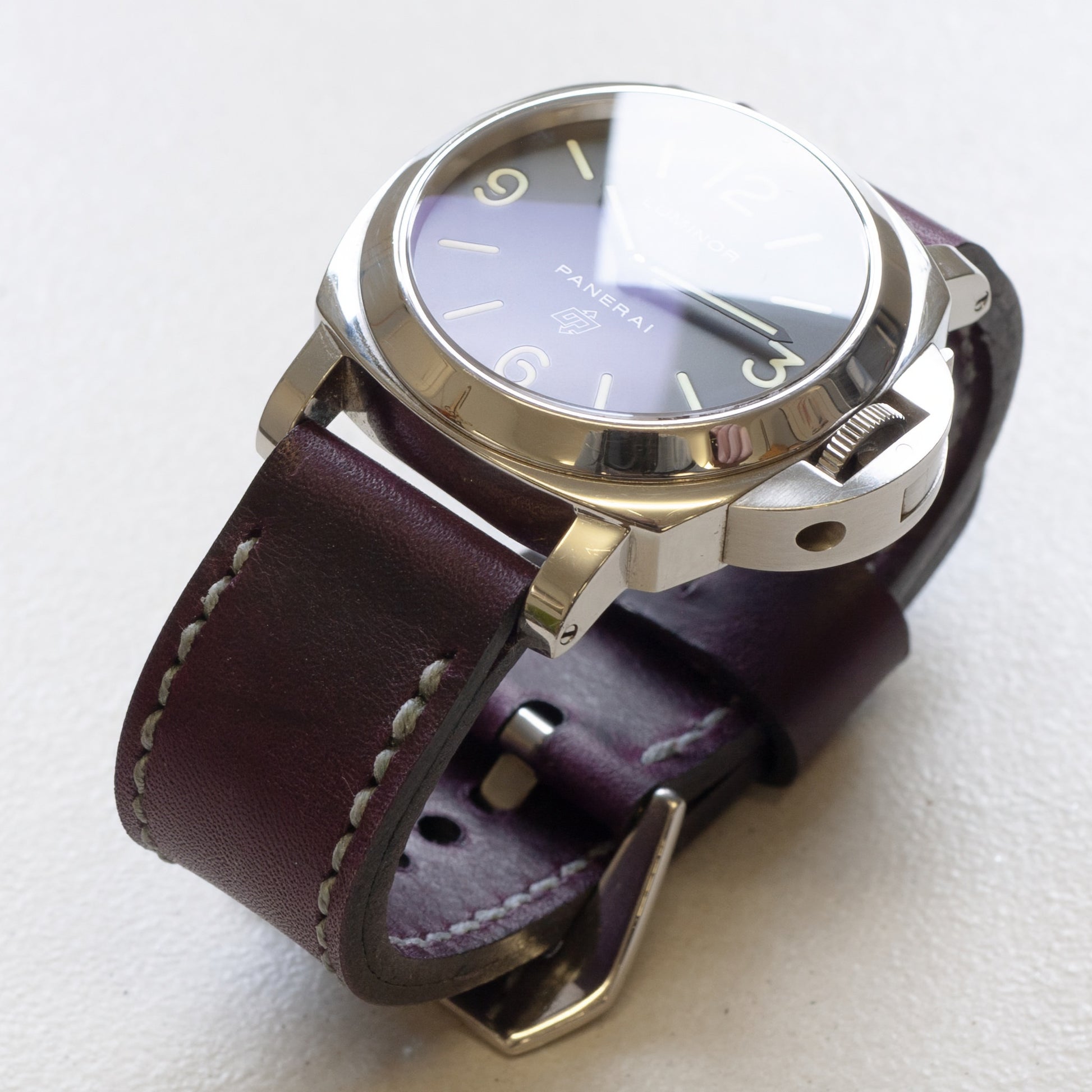 Panerai Luminor Zero on Prugna leather strap with grey stitching