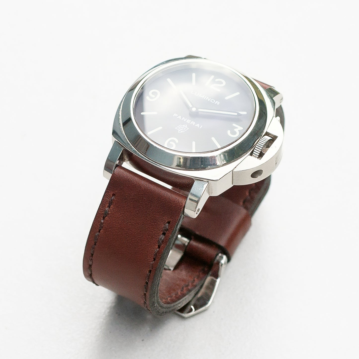Panerai Luminor Zero on Rodeo leather strap with dark brown stitching