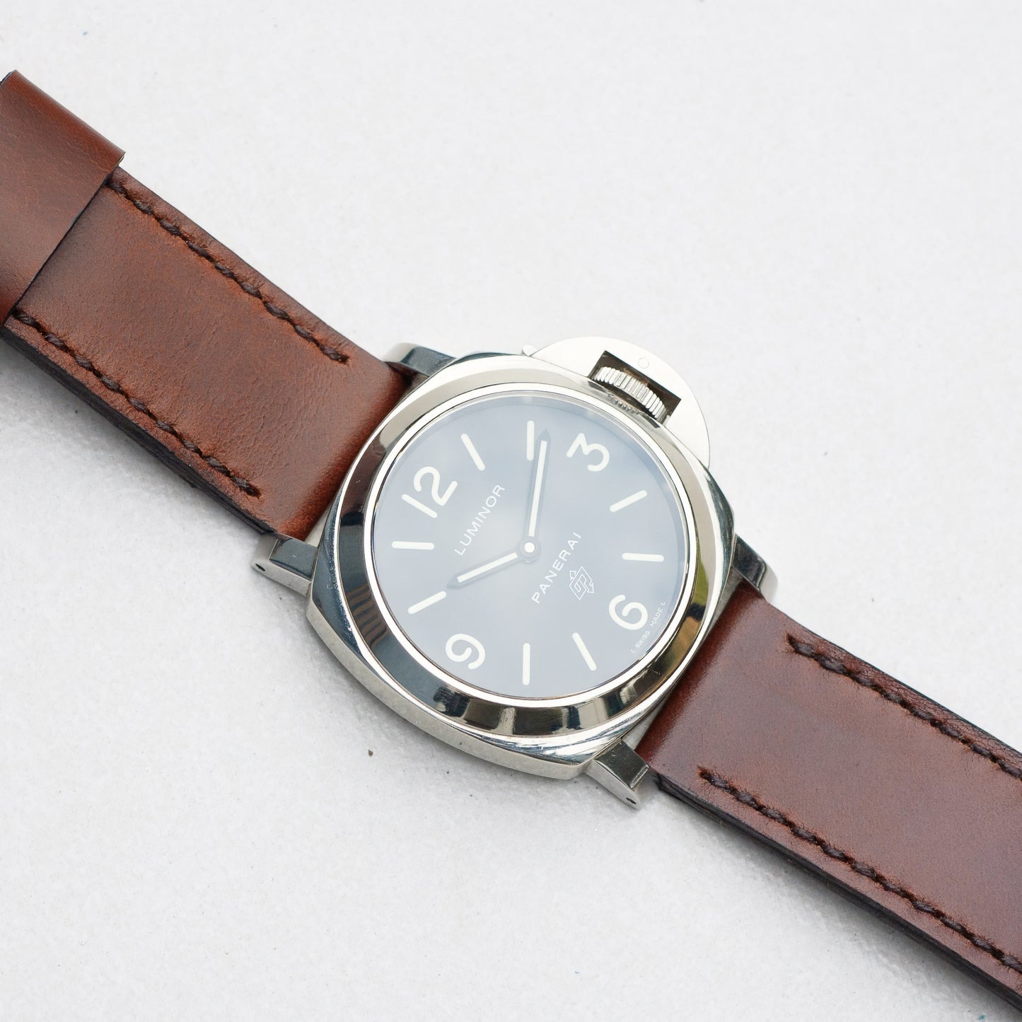Panerai Luminor Zero on Rodeo leather strap with dark brown stitching